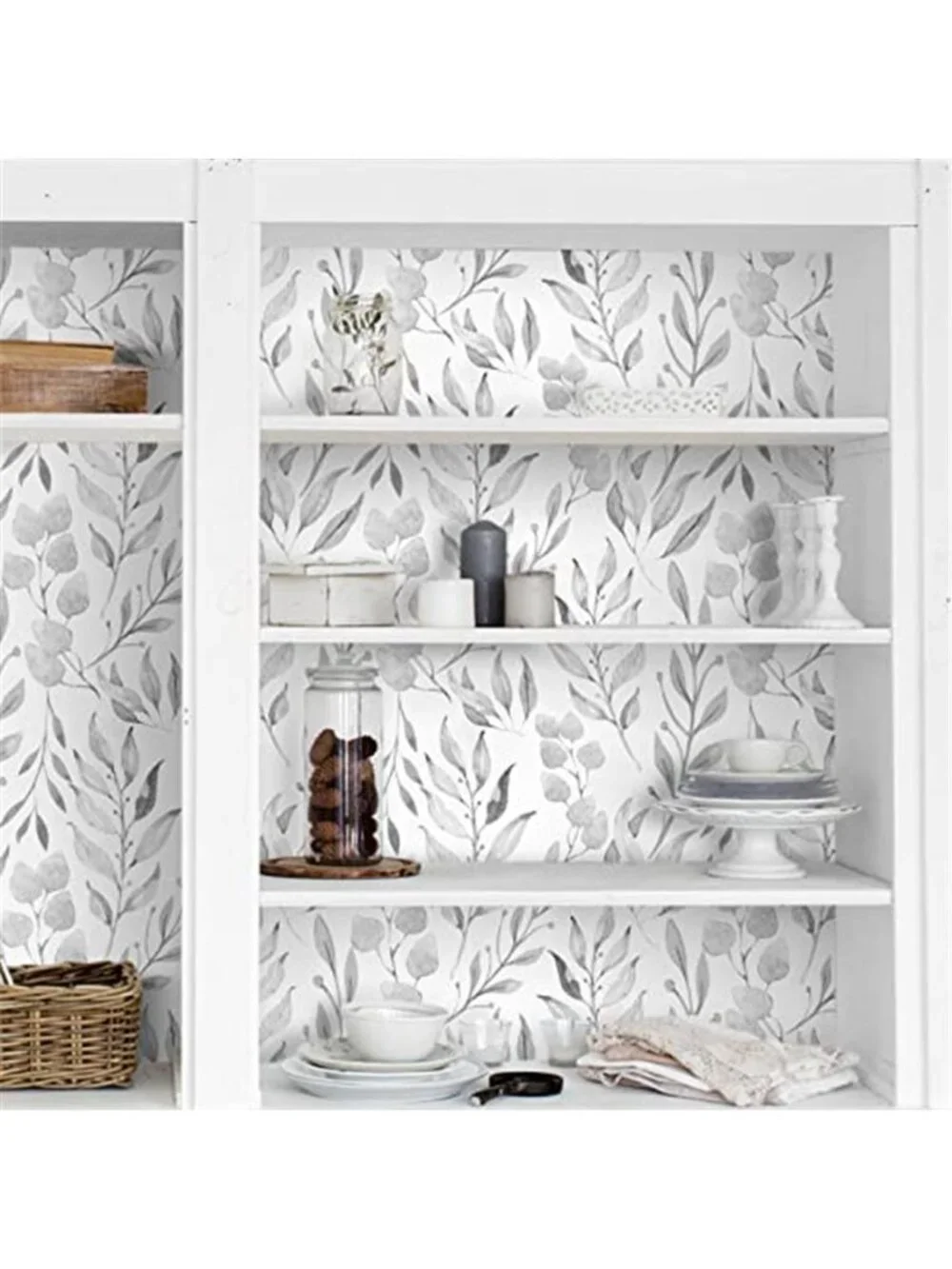 Gray Leaf Peel And Stick Wallpaper Botanical Contact Paper Wall Decor Home